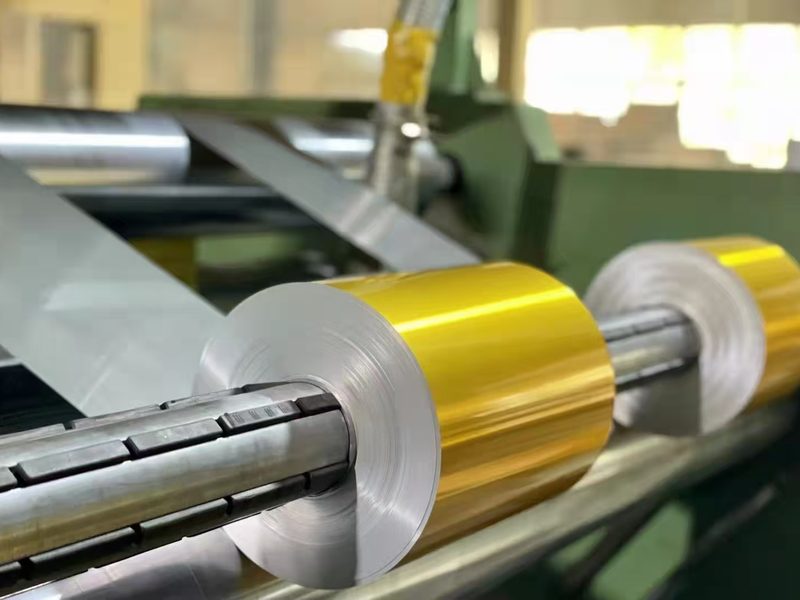Aluminum foil slitting line running gold smoothwall stock